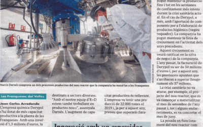 Noticia al diari el 9nou: Nou reactor per ampliar capacitat productiva